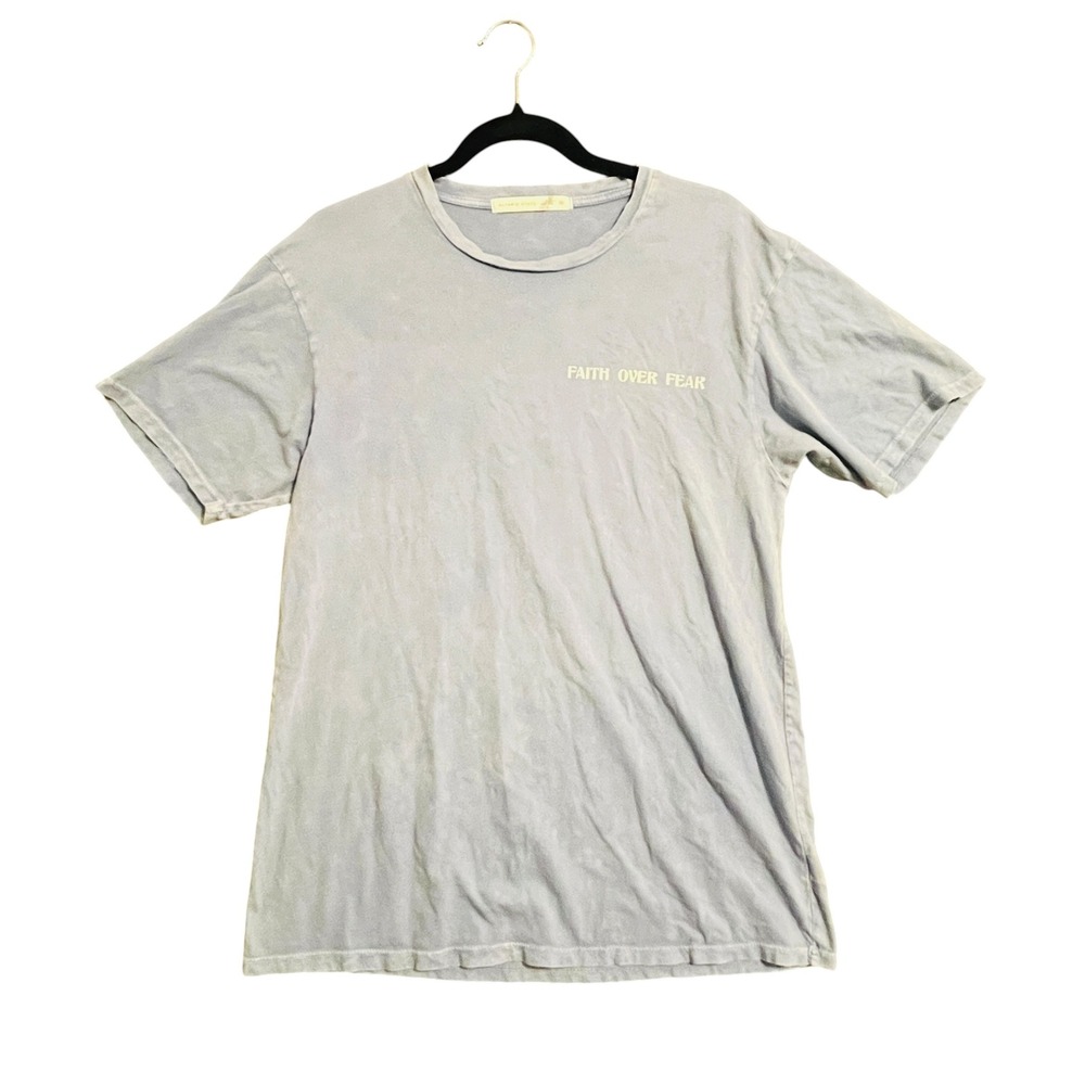 Altar'd State Graphic Tee Women XS Blue Faith Over Fear Mountain Mineral Wash